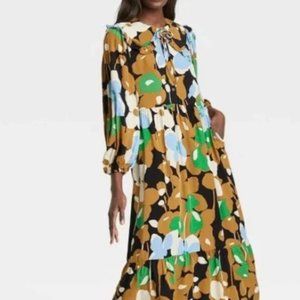 Who What Wear x Target Brown Floral Midi Dress